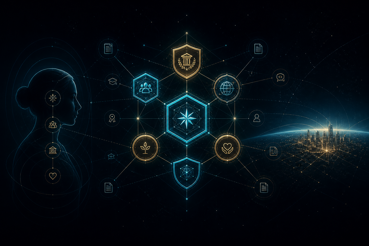 Digital badges constellation — evidence-linked recognition and civic roles